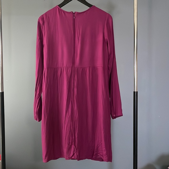 ON Long Sleeve Raspberry Shift Dress with Small Ruffle Detail - Picture 3 of 3